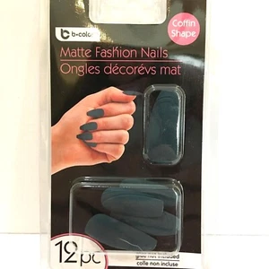 Exciting Nail Art WITH GLUE False Nails-12 pieces-Styles: Coffin, Stiletto, Oval - Picture 1 of 21