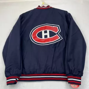 Vintage Montreal Canadiens Varsity Jacket Men 2XL Navy Blue JH Design Reversible - Picture 1 of 9