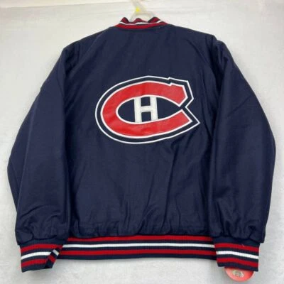 Vintage Montreal Canadiens Varsity Jacket Men 2XL Navy Blue JH Design Reversible - Image 1 of 4