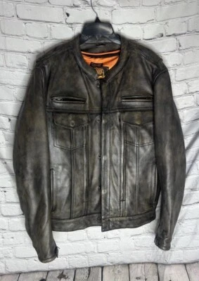 Milwaukee Leather Mens Vented Distressed Brown Leather Moto Biker Jacket Medium - Image 1 of 4