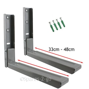 2 x Brackets Fits SWAN Microwave Extendable Wall Bracket Grey Mounts Silver - Picture 1 of 4