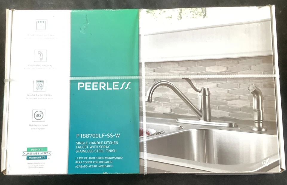 Peerless厨房龙头带喷雾单孔P188700LF-SS-W P11 — 第 1/4 张图片