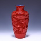 Chinese Cinnabar Lacquer Vase with Riverscape - 23 cm