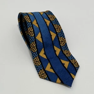Rush Limbaugh Tie No Boundaries 100% Silk Necktie Blue Yellow Gold Knot Chain - Picture 1 of 4