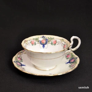 Aynsley Fuß Tasse Untertasse Doris Henkel Roségold Kartuschen gewellt 1926-1934 - Bild 1 von 12