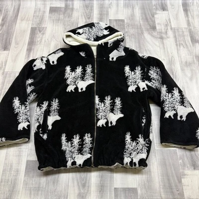 ✅Chaqueta reversible polar Denali Sherpa de colección para mujer cremallera completa oso polar/pino Foto 1 de 4