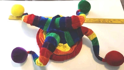 Chapéu Elope Court bobo da corte arco-íris pompons fantasia de Halloween sistema operacional se encaixa na maioria dos ajustadores - Imagem 1 de 4