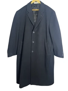 John W. Nordstrom Coat Mens 48L Black Wool Cashmere Made in Italy PR 826 Topcoat - Picture 1 of 15