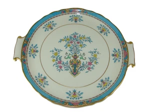 Vintage Lenox Blue Tree Goldrand Griff Kuchenteller rosa und gelbe Blumen - Bild 1 von 6