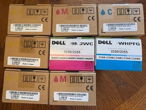 8 DELL Laser Toner Cartridges 2150 2155 2150cn 2155cdn Magenta Yellow Cyan NEW - Picture 1 of 1