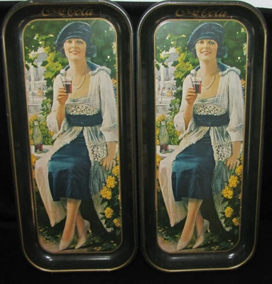 2x Coca Cola Tray Metal Flapper Girl Trays From 1973~ 19"x 8.5" - Image 1 of 4