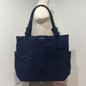 Vera Bradley HADLEY Medium Tote Navy Blue Quilted Shoulder Bag Pattern Inside - Bild 1 von 14