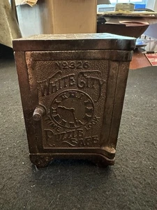 Antique 1894 Cast Iron No 326 White City Puzzle Safe Bank - Nicol & Co. - Picture 1 of 8