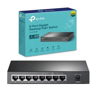 TP-Link PoE Switch 8-Port Gigabit, 4 PoE+ Ports up to 30 W For Each PoE Port and - Photo 1/9