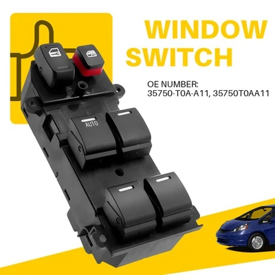 Interruptor de control de ventana para Honda Fit 2009 2010 2011-14 lado del conductor 35750-T0A-A11 Foto 1 de 4