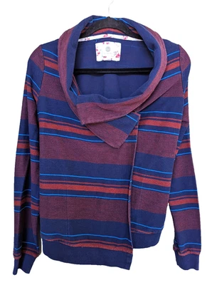 Element Junior Sweater Size Medium Red Blue Striped Long Sleeve Snap Closure  - Image 1 of 4