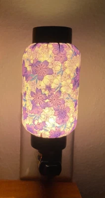 Lámpara de luz nocturna Washi oriental japonesa flores moradas vela decoración del hogar regalos Foto 1 de 3