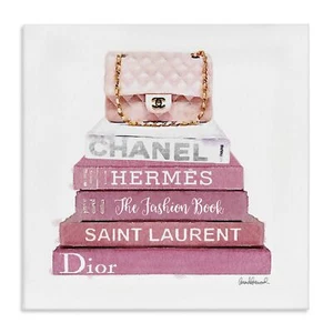 Stupell Industries Pink Book Stack Fashion Handbag Canvas Wall Art, 30 x 30, ... - Picture 1 of 9