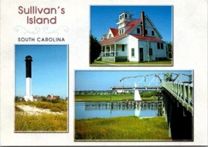 Sullivans Island SC Coast Guard Station Lighthouse Sawyer Bridge Postcard c2000 - Picture 1 of 2
