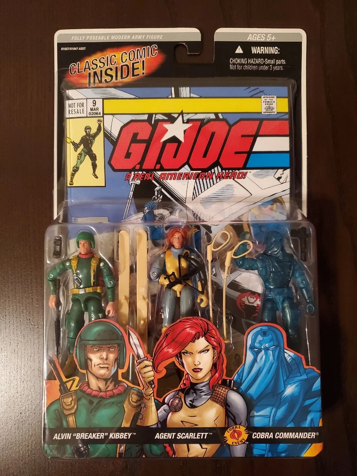 Gi Joe 3 Figure Pack Classic Comic 9 Breaker Scarlett Cobra Commander 2005 MOC