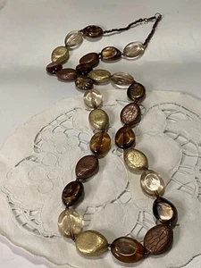 Retro erdige Perlen Gold Drachenei Halskette böhmisch - Bild 1 von 5