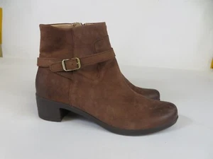 Dansko Cagney Womens 10.5 Boots Leather Brown Heel Pull On Buckle Shoes EU 41 - Picture 1 of 10