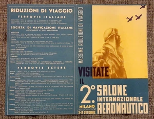 PIEGHEVOLE REGIA FOLDER AERONAUTICA SALONE MILANO 1937 TIMETABLE ORIG FUTURISMO - Foto 1 di 4