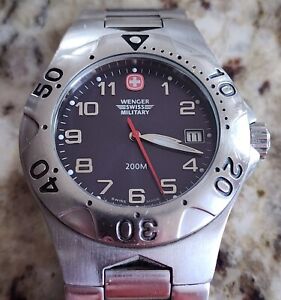 Men's Wenger Swiss Military watch, New Crystal Glass And Battery. 6 inch Wrist