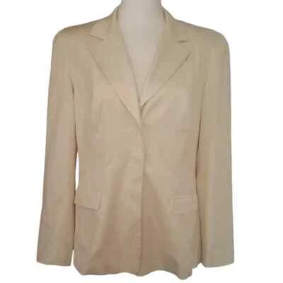 Blazer Talbot's Crema Seda Mezcla Algodón Tres Botones Forrado Talla 8 Foto 1 de 4