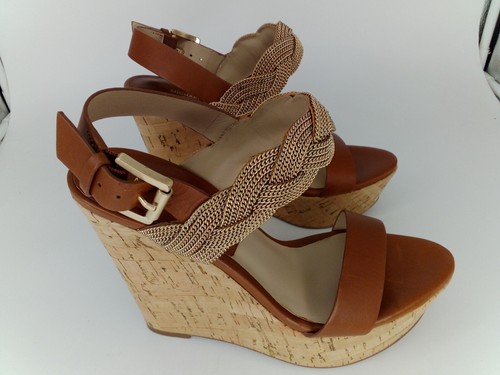 Scarpe plateau Michael Kors donna catena Amelia in pelle marroni taglia 6M US