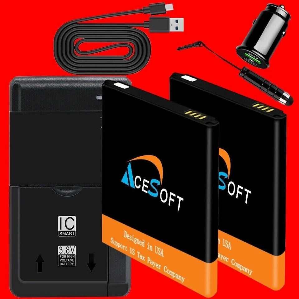 2x 4150mAh Batería Coche Cargador Cable Pluma para Samsung Galaxy Xcover Pro SM-G715A Foto 1 de 1