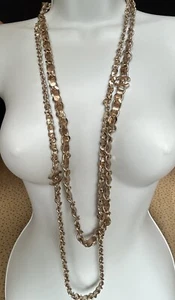 Authentic Chanel Leather Chain Double Layered Necklace B2015 - Picture 1 of 5
