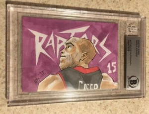 Tarjeta de boceto Beckett Vince Carter Arte Original Toronto Raptors BAS Verdadero 1/1 - Imagen 1 de 2