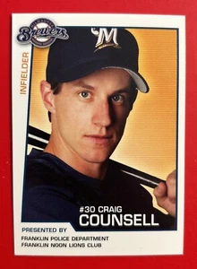 2004 MILWAUKEE BREWERS CRAIG COUNSELL Police Baseball Card Vtg FPD Chicago Cubs - Picture 1 of 2