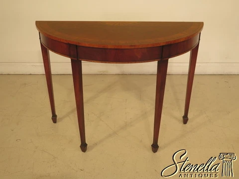 23649: High Quality Federal Inlaid Mahogany 1/2 Round Hall Table Cover