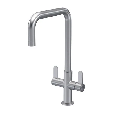 Nuie Kosi Mono Kitchen Sink Mixer Swivel Tap Brushed Nickel Dual Lever Handle - Image 1 of 4
