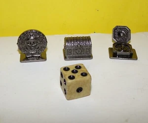 Scene It PIRATES CARIBBEAN 4 Metal Tokens: Medallion, Compass, Chest + Die - Picture 1 of 1