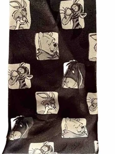 Vintage Men’s Tie Disney Winnie The Pooh Black Grey Tigger Eeyore Rabbit Winnie - Picture 1 of 12