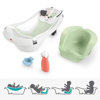 Fisher-Price Baño de bebé a niño pequeño 4 en 1 Asiento de honda Bañera 2 Juguetes Perfección para cachorro Foto 1 de 4