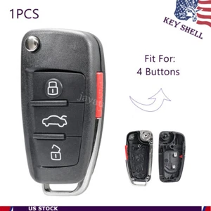 Flip Remote Key Shell Case Fob 2006-2013 for Audi A3 A4 A6 A8 Quattro TT Q7 S6 - Picture 1 of 9