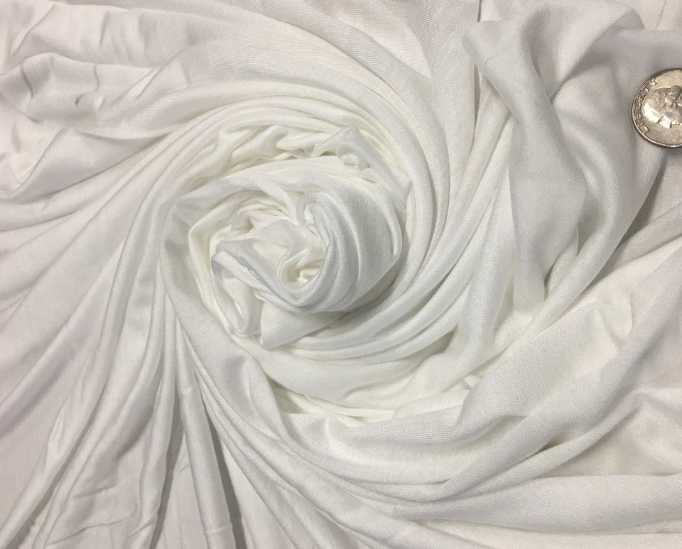 Camiseta Cupro Tencel luxuosa malha japonesa tecido drapeado branco semi-transparente - Imagem 1 de 1