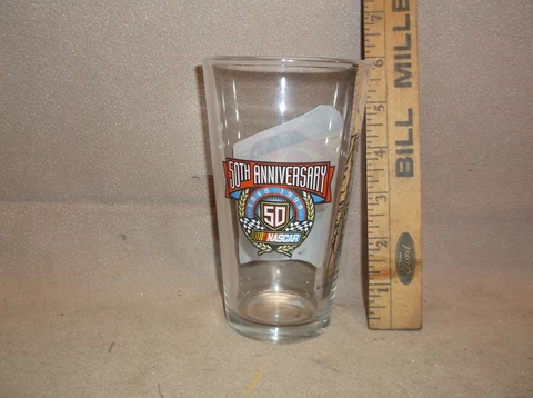NASCAR 50TH ANNIVERSARY BILL ELLIOTT MCDONALDS RED FORD TAURUS DRINKING GLASS Cover