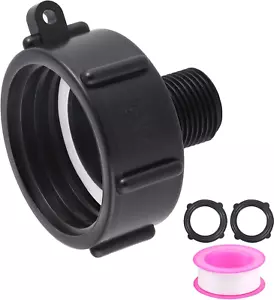 275 330 IBC Tote Tank Food Grade Drain Adapter, 2" Coarse Thread X Male 3/4" G H - Picture 1 of 7