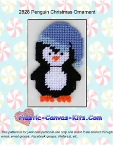 Adorno de Navidad de pingüino - patrón o kit de lona de plástico - Imagen 1 de 1