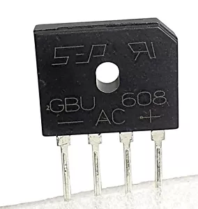 RECTIFICADOR PUENTE PASIVADO DE VIDRIO GBU608, 800V 6A–ref:907b - Imagen 1 de 6