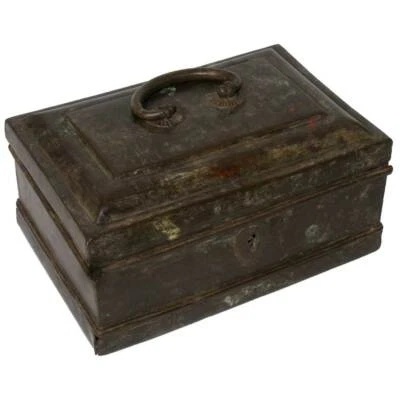 Antiguo carrito de té o caja de especias de latón patinado angloindio siglo XIX Foto 1 de 4