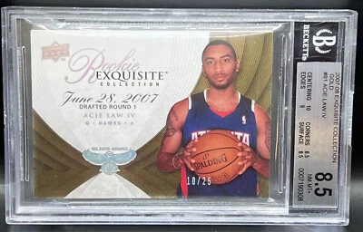 2007-08 UD EXQUISITE Collection Acie Law IV 10/25 RC Rookie GOLD BGS 8.5 #81 - Image 1 of 3
