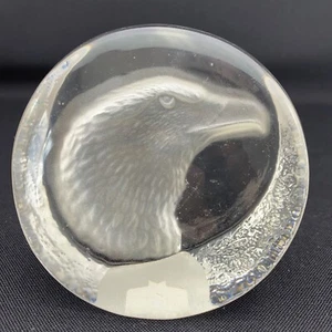 Bald Eagle Clear Crystal Paperweight Art Glass Zajecar Crystal Eagle Falcon Bird - Picture 1 of 7