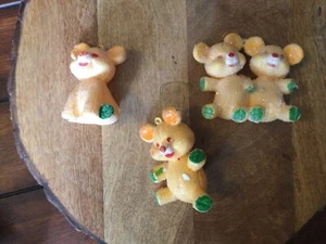 Lot of 3 Plastic Vintage Teddy Bear Ornaments 1950’s 60’s Glitter - Picture 1 of 3
