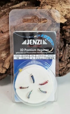 Jenzi Premium 3D Hegene Color I 5 Haken Gr.14 200cm 0,18mm Maräne Barsch Felchen - Bild 1 von 2